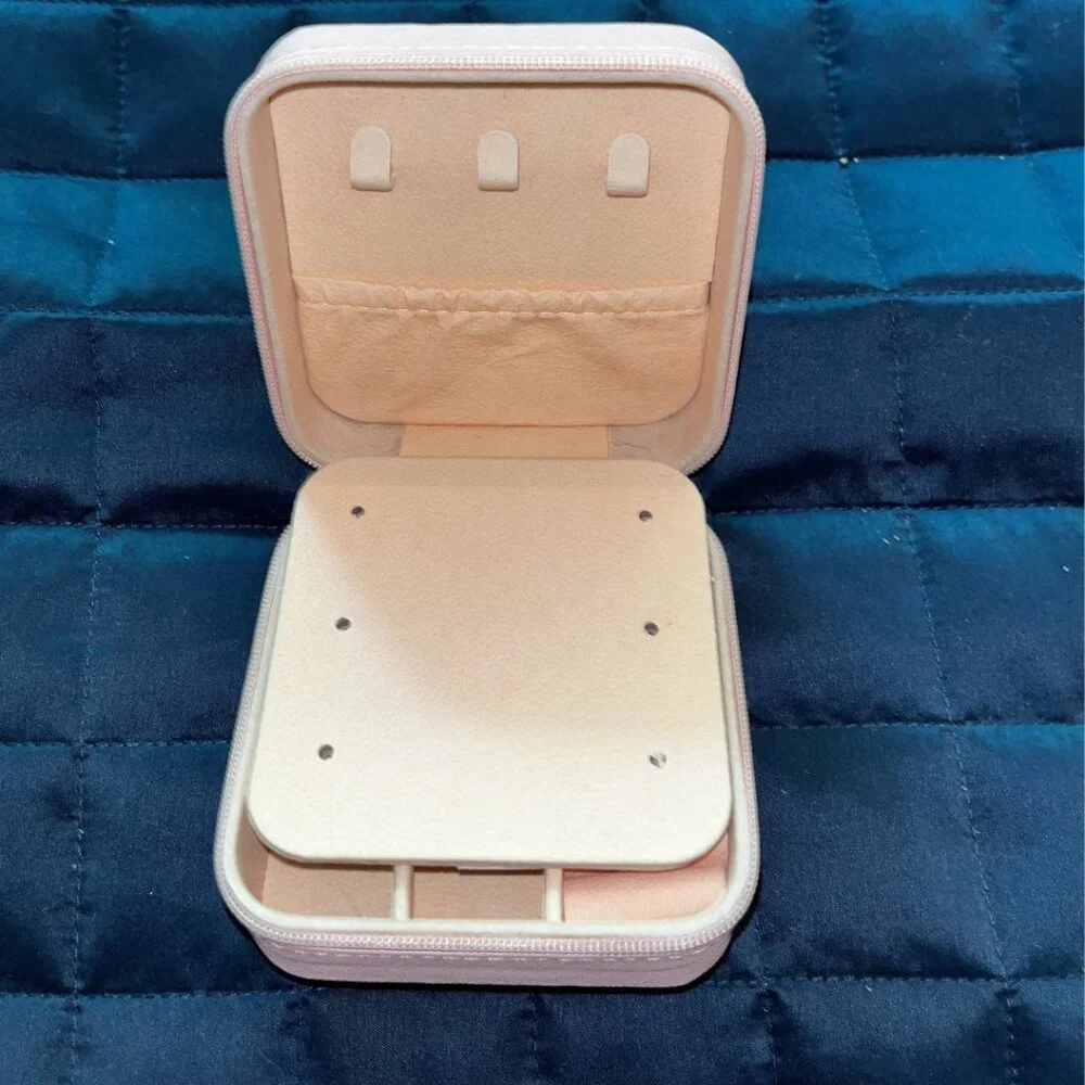 Travel Jewelry Organizer Box | Small Monogrammed Jewelry Case with “R”
